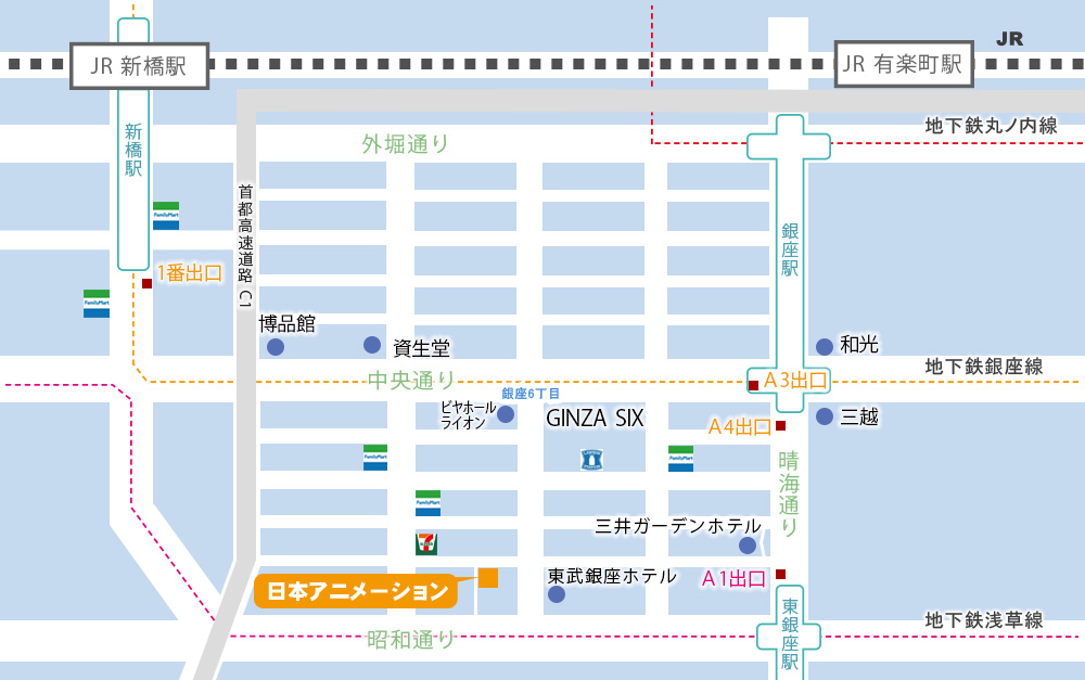 日本アニメ企画株式会社・ライセンス事業部/メディア部/国際部の地図